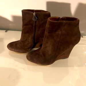 Brown Suede Wedge Heel Boots